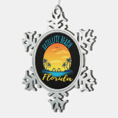 Satellite Beach Florida Palm Tree Beach Schneeflocken Zinn-Ornament (Rechts)