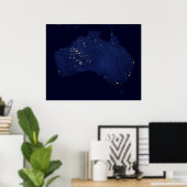 Satellite die Nachtlicht von Australien. Poster (Heimbüro)
