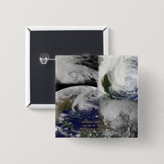 Satelliten Collage View von Hurrikan Sandy Button (Vorne & Hinten)