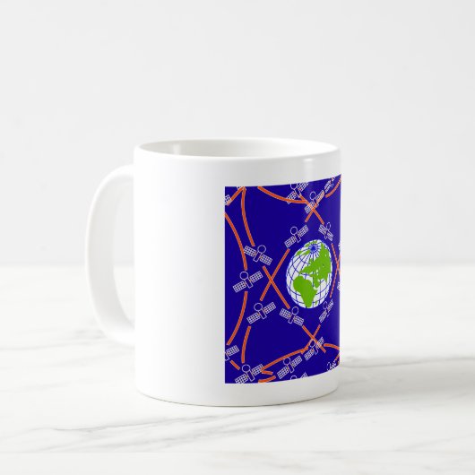 Satelliten um die Erde Kaffeetasse (Vorderseite Links)
