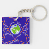 Satelliten um die Erde Schlüsselanhänger (Rückseite)