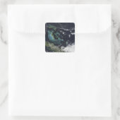 Satellitenansicht der Bahamainseln Quadratischer Aufkleber (Tasche)