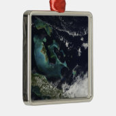 Satellitenansicht der Bahamainseln Silbernes Ornament (Rechts)