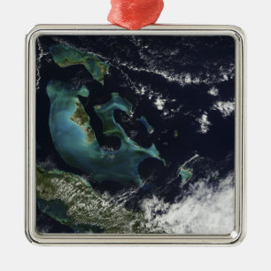 Satellitenansicht der Bahamainseln Silbernes Ornament