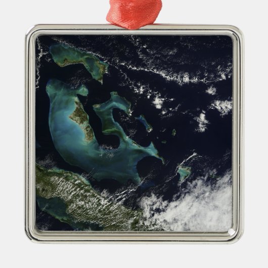 Satellitenansicht der Bahamainseln Silbernes Ornament (Vorne)