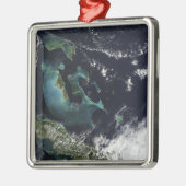 Satellitenansicht der Bahamainseln Silbernes Ornament (Links)