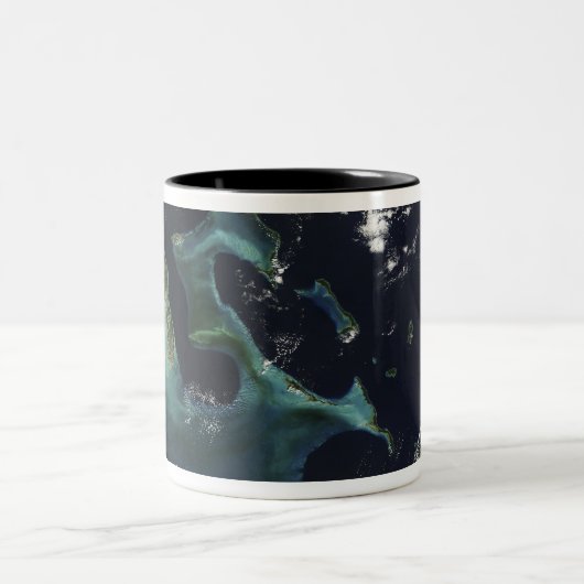 Satellitenansicht der Bahamainseln Zweifarbige Tasse (Mittel)