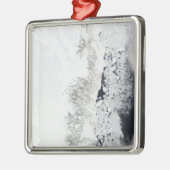 Satellitenansicht der Ostküste Grönlands Silbernes Ornament (Links)