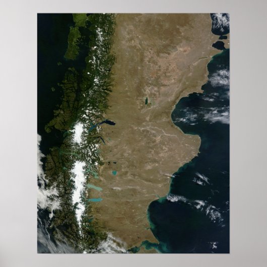 Satellitenansicht der Region Patagonien Poster (Vorne)