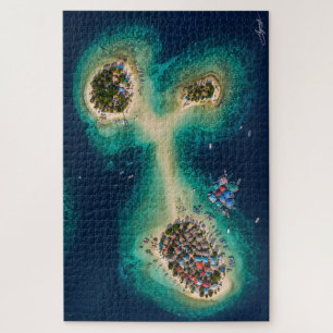 Satellitenansicht der Sandbank-Inselchen eines Fis Puzzle