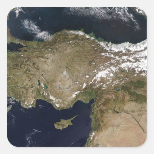 Satellitenansicht der Türkei Quadratischer Aufkleber (Vorderseite)