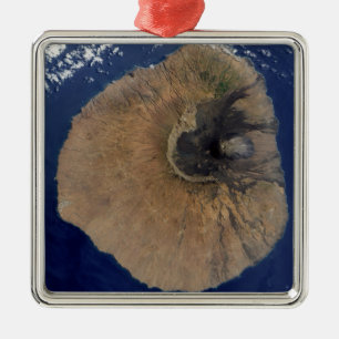 Satellitenansicht des Bergs Fogo Silbernes Ornament