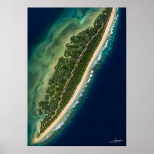Satellitenansicht einer Mangrovenlagune auf einer  Poster