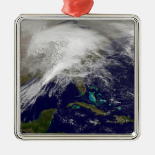 Satellitenansicht eines enormen Wintersturms Silbernes Ornament