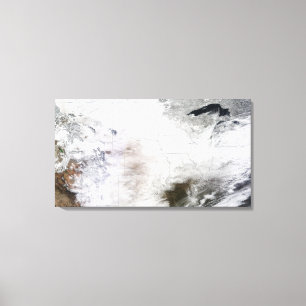 Satellitenansicht eines enormen Wintersturms über Leinwanddruck