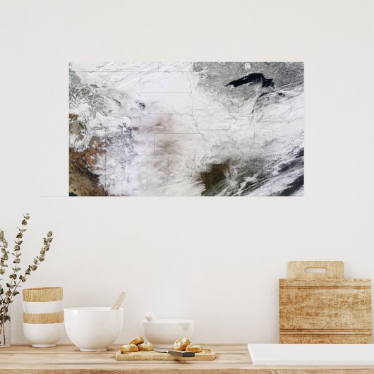 Satellitenansicht eines massiven Wintersturms über Poster (Küche)