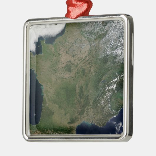 Satellitenansicht Frankreichs Silbernes Ornament (Links)