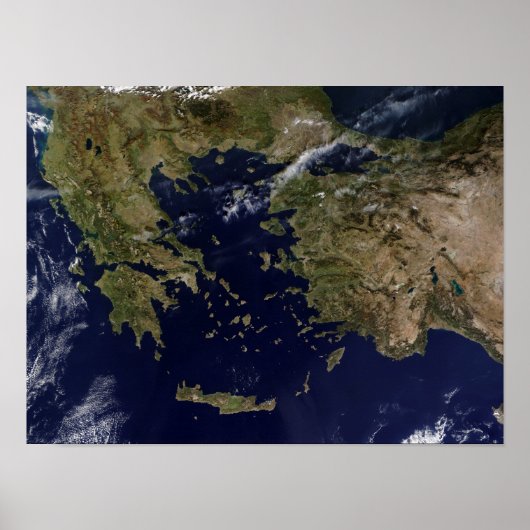 Satellitenansicht Griechenlands und der Türkei Poster (Vorne)