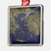 Satellitenansicht Griechenlands und der Türkei Silbernes Ornament (Links)