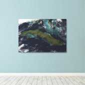 Satellitenansicht Kubas Leinwanddruck (Insitu (Holzboden))