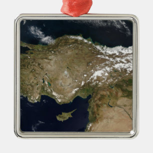 Satellitenansicht von der Türkei Silbernes Ornament