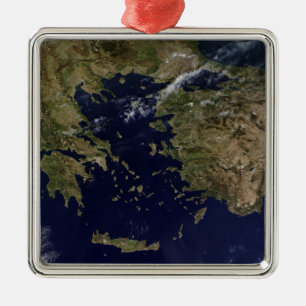 Satellitenansicht von Griechenland und von Türkei Silbernes Ornament