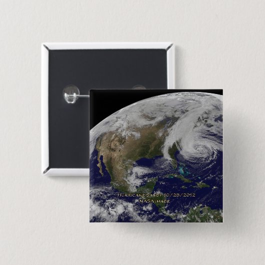 Satellitenansicht von Hurrikan Sandy Button (Vorne & Hinten)