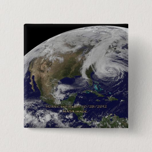 Satellitenansicht von Hurrikan Sandy Button (Vorderseite)