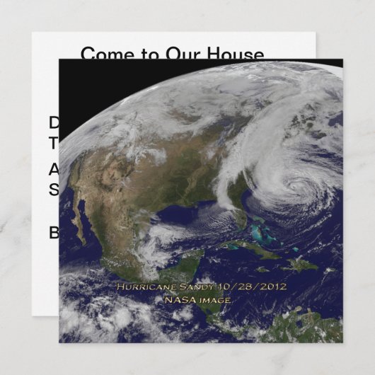 Satellitenansicht von Hurrikan Sandy Einladung (Vorne/Hinten)