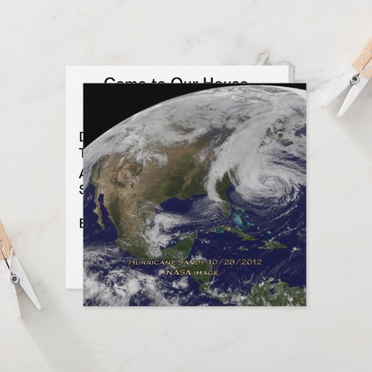 Satellitenansicht von Hurrikan Sandy Einladung (Vorderseite/Rückseite Beispiel)