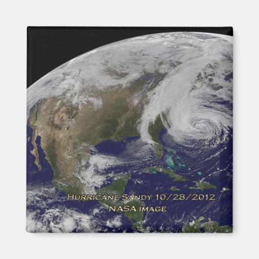 Satellitenansicht von Hurrikan Sandy Magnet (Vorne)