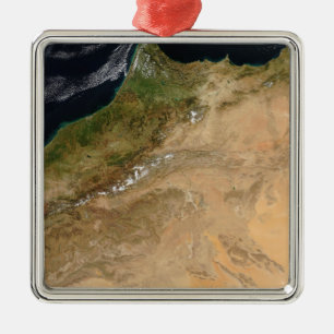 Satellitenansicht von Marokko Silbernes Ornament