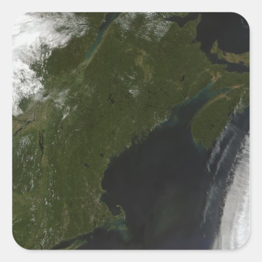 Satellitenansicht von New England Quadratischer Aufkleber (Vorderseite)