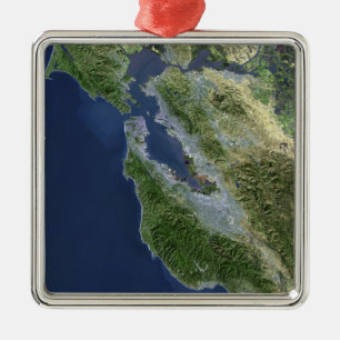 Satellitenansicht von San Francisco, Kalifornien Silbernes Ornament