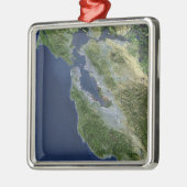 Satellitenansicht von San Francisco, Kalifornien Silbernes Ornament (Links)