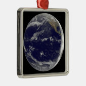 Satellitenbild der Erde 2 Silbernes Ornament (Rechts)