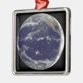 Satellitenbild der Erde 2 Silbernes Ornament (Links)