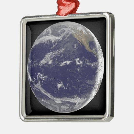 Satellitenbild der Erde 2 Silbernes Ornament (Links)