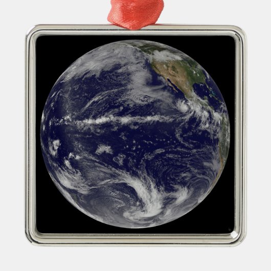 Satellitenbild der Erde Silbernes Ornament (Vorne)