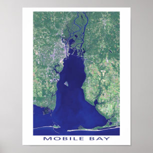 Satellitenbild der mobilen Bucht Alabama Poster