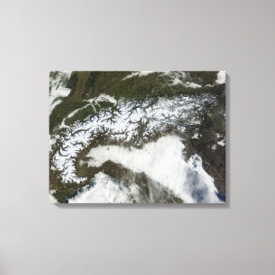 Satellitenbild des Alpen-Gebirgszugs Leinwanddruck