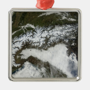 Satellitenbild des Alpen-Gebirgszugs Ornament Aus Metall