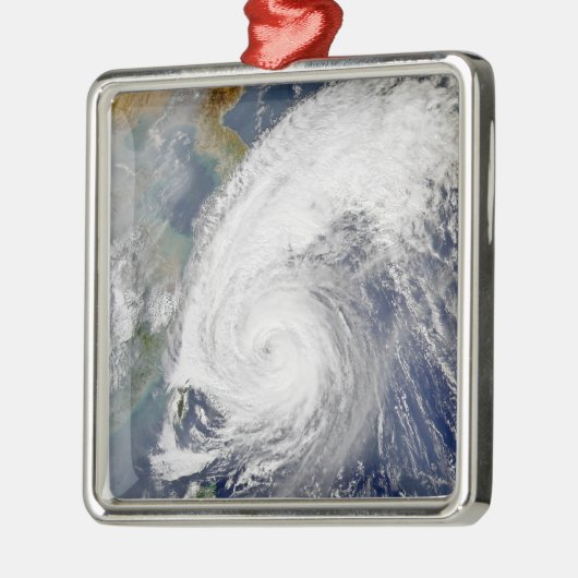 Satellitenbild eines Taifuns Silbernes Ornament (Links)