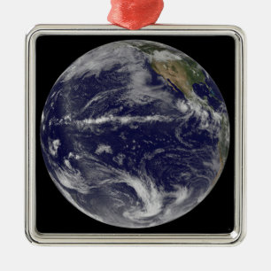 Satellitenbild von Erde Silbernes Ornament