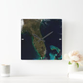 Satellitenblick auf Florida. Quadratische Wanduhr (Zuhause)
