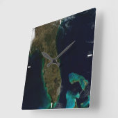 Satellitenblick auf Florida. Quadratische Wanduhr (Winkel)