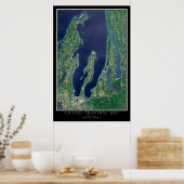 Satellitenkarte von Grand Traverse Bay Michigan Poster (Küche)