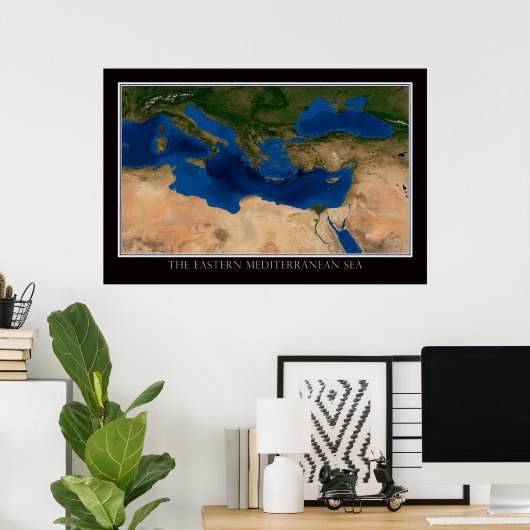 Satellitenplakatkarte für den östlichen Mittelmeer Poster (Heimbüro)