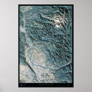 Satellitenposter von Portland, OR & Mt. St. Helens Poster