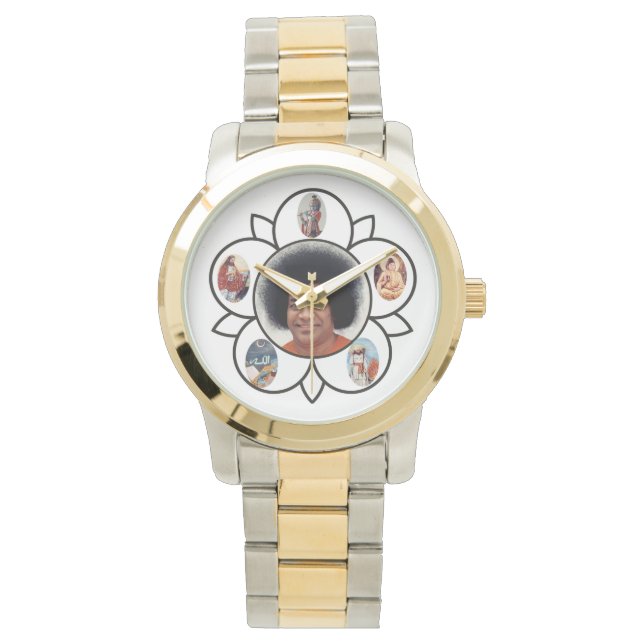 Sathya Sai Baba Gold und Silver Tone Watch Armbanduhr (Vorderseite)